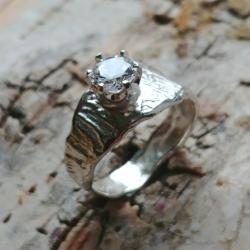 cyrkonia,retro,srebnry,srebro,blask,unikat,okazały - Pierścionki - Biżuteria