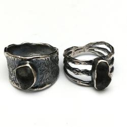 pierścionki zaręczynowe srebrne z meteorytami - Komplety - Biżuteria