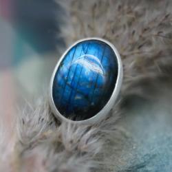 pierścionek,labradoryt,regulowany,niebieski owal - Pierścionki - Biżuteria