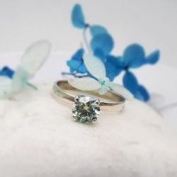niebieski moissanit pierścionek srebrny - Pierścionki - Biżuteria