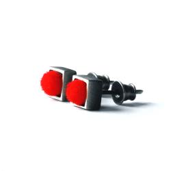 minimalistyczne czerwone sztyfty,kolczyki,wkrętki - Kolczyki - Biżuteria