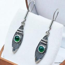 kolczyki z zielonymi kamieniami,srebro,biżuteria - Kolczyki - Biżuteria