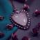 Wisiory biżuteria miedziana,kwarc różowy,serce