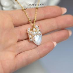 naszyjnik z kamieniem księżycowym i perłami - Naszyjniki - Biżuteria