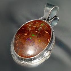 opal boulder,wisiorek srebrny,elegancki - Wisiory - Biżuteria