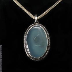 agat,niebieski agat,vintage,klasyczny - Wisiory - Biżuteria