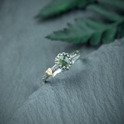 romantyczny,zielony turmalin,złote serce - Pierścionki - Biżuteria