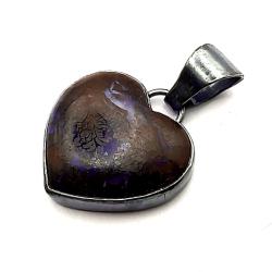 opal,boulder,srebro,srebrny,serce,kamień - Wisiory - Biżuteria