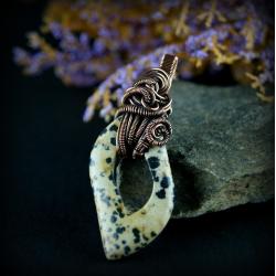 wire wrapping,miedziany wisior,jaspis - Wisiory - Biżuteria