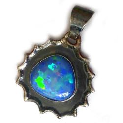 wisiorek opal,srebro,niesamowity,tęczowy,zielony - Wisiory - Biżuteria