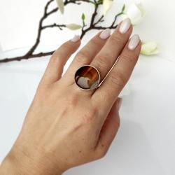 pierścionek z agatem,pierścionek srebrny,agat - Pierścionki - Biżuteria