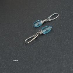 nowoczesne kolczyki srebrne z kwarcem blue, - Kolczyki - Biżuteria