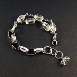 srebrna bransoeltka z kryształem - Bransoletki - Biżuteria