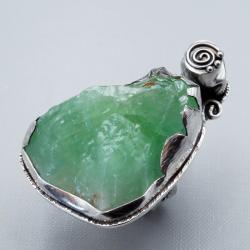 Srebrny pierścionek z zielonym kalcytem - Pierścionki - Biżuteria