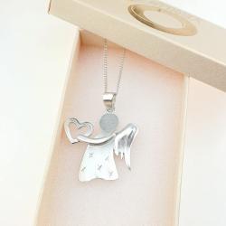 wisiorek aniołek,srebrny,prezent na komunie - Wisiory - Biżuteria