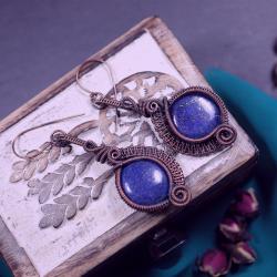 kolczyki z lapis lazuli,miedziane kolczyki - Kolczyki - Biżuteria