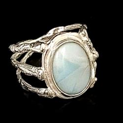 larimar,srebrny delikatny pierścionek błękitny - Pierścionki - Biżuteria