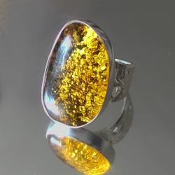 bursztyn złocisty,pierścionek,piękny okaz,unikat - Pierścionki - Biżuteria