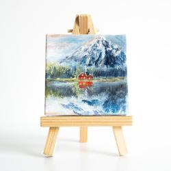 akryl,obraz na płotnie,góry,las,jezioro - Obrazy - Wyposażenie wnętrz