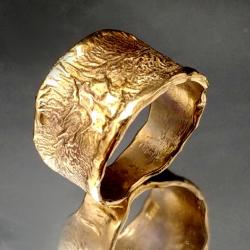 brąz,okazały,sygnet,unisex,żłoty - Pierścionki - Biżuteria