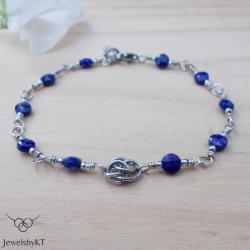 srebro,bransoletka,chainmaille,lapis,JewelsbyKT - Bransoletki - Biżuteria