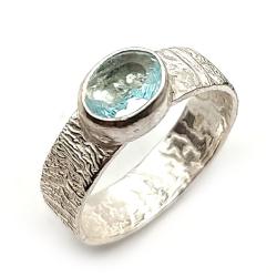 topaz,srebrny retro pierścionek,niebieski topaz - Pierścionki - Biżuteria