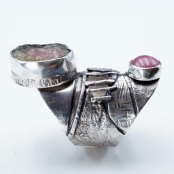 srebrny pierścionek z turmalinem arbuzowym - Pierścionki - Biżuteria