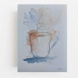herbatka,akwarela,cienkopis - Obrazy - Wyposażenie wnętrz