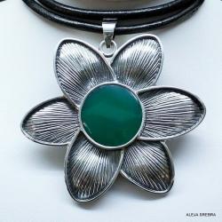 wisior z onyksme zielonym,srebro,biżuteria - Wisiory - Biżuteria