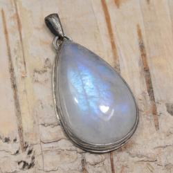 kamień księżycowy srebro,wisiorek z kamieniem - Wisiory - Biżuteria