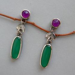 zielone kamienie,lekkie kolczyki,z agatem - Kolczyki - Biżuteria