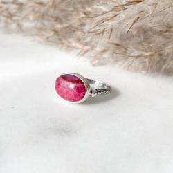 pierścionek,różowy kamień - Pierścionki - Biżuteria