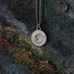 srebrna bransoletka z księżycem,medalik księżyc - Bransoletki - Biżuteria