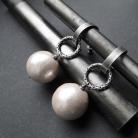 Kolczyki srebro,perły,oksydowane,kolczyki xl,okrągłe