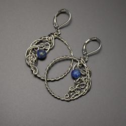 kolczyki,koła,wire wrapping,lapis lazuli - Kolczyki - Biżuteria