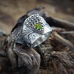 srebrny,pierścionek,z ammolitem,zaręczynowy - Pierścionki - Biżuteria