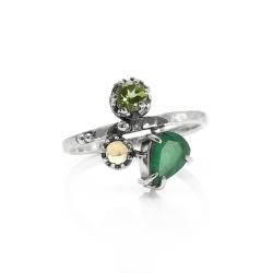 zaręczynowy,styl boho,zielony szmaragd - Pierścionki - Biżuteria