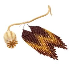 koralikowe kolczyki z frędzlami - Kolczyki - Biżuteria