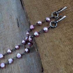 kolczyki srebro perły,długie,kobiece,różowe - Kolczyki - Biżuteria