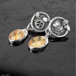 Kolczyki srebrne z cytrynem wkrętki,na prezent - Kolczyki - Biżuteria