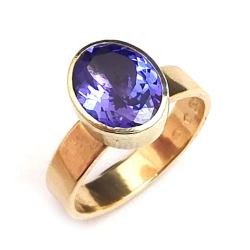 fioletowy tanzanit,pierścionek,złoto,złoty - Pierścionki - Biżuteria