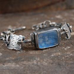 srebrna bransoleta z kamieniem księżycowym - Bransoletki - Biżuteria