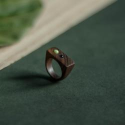 palisander,pierścionek z drewna,jadeit,ametyst - Pierścionki - Biżuteria