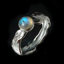 kamień księżycowy,srebrny pierścionek,delikatny - Pierścionki - Biżuteria