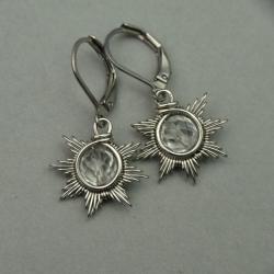 małe kolczyki,słońca,wire wrapping - Kolczyki - Biżuteria