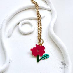 naszyjnik z kwiatkiem,wiosenny,różowy,kwiatek - Naszyjniki - Biżuteria