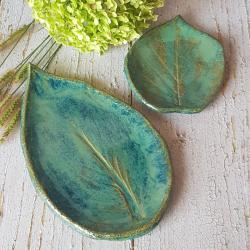 liść,liść ceramiczny,zielony liść - Ceramika i szkło - Wyposażenie wnętrz