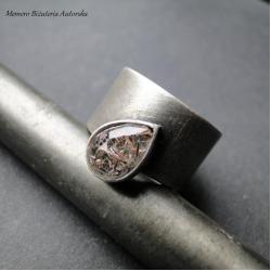 srebro,kwarc,rutylowy,surowy pierścionek - Pierścionki - Biżuteria
