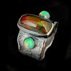 opal,srebro,srebrny,tęczowy,blask - Pierścionki - Biżuteria