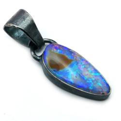 wisior srebrny surowy opal boulder,fioletowy - Wisiory - Biżuteria